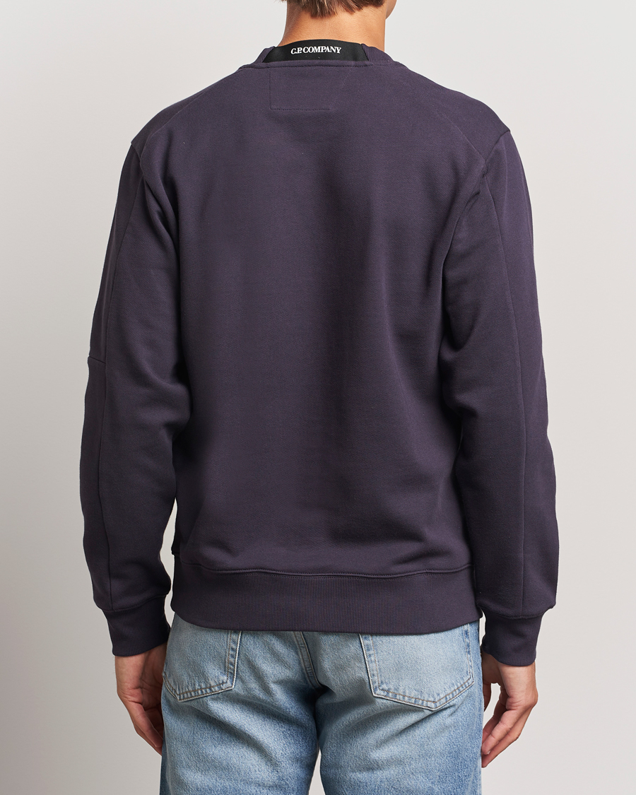 Hombres | Jerséis y prendas de punto | C.P. Company | Diagonal Raised Fleece Lens Sweatshirt Washed Navy