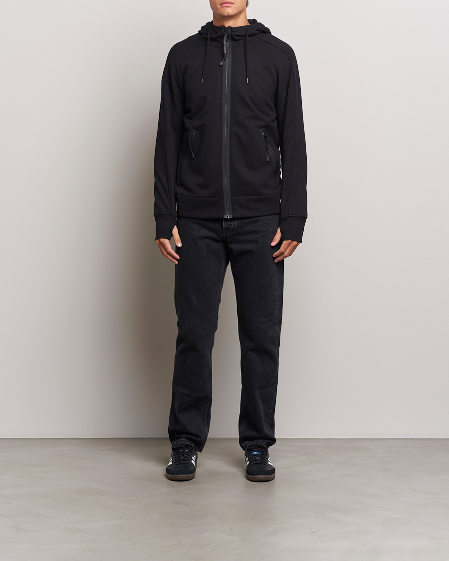 Hombres | Jerséis y prendas de punto | C.P. Company | Diagonal Raised Fleece Full Zip Goggle Hoodie Black