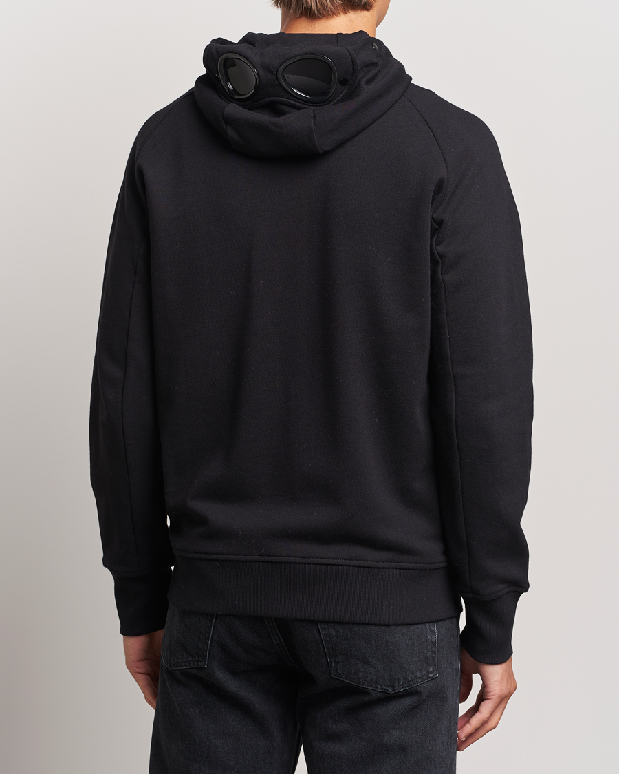Hombres | Jerséis y prendas de punto | C.P. Company | Diagonal Raised Fleece Full Zip Goggle Hoodie Black