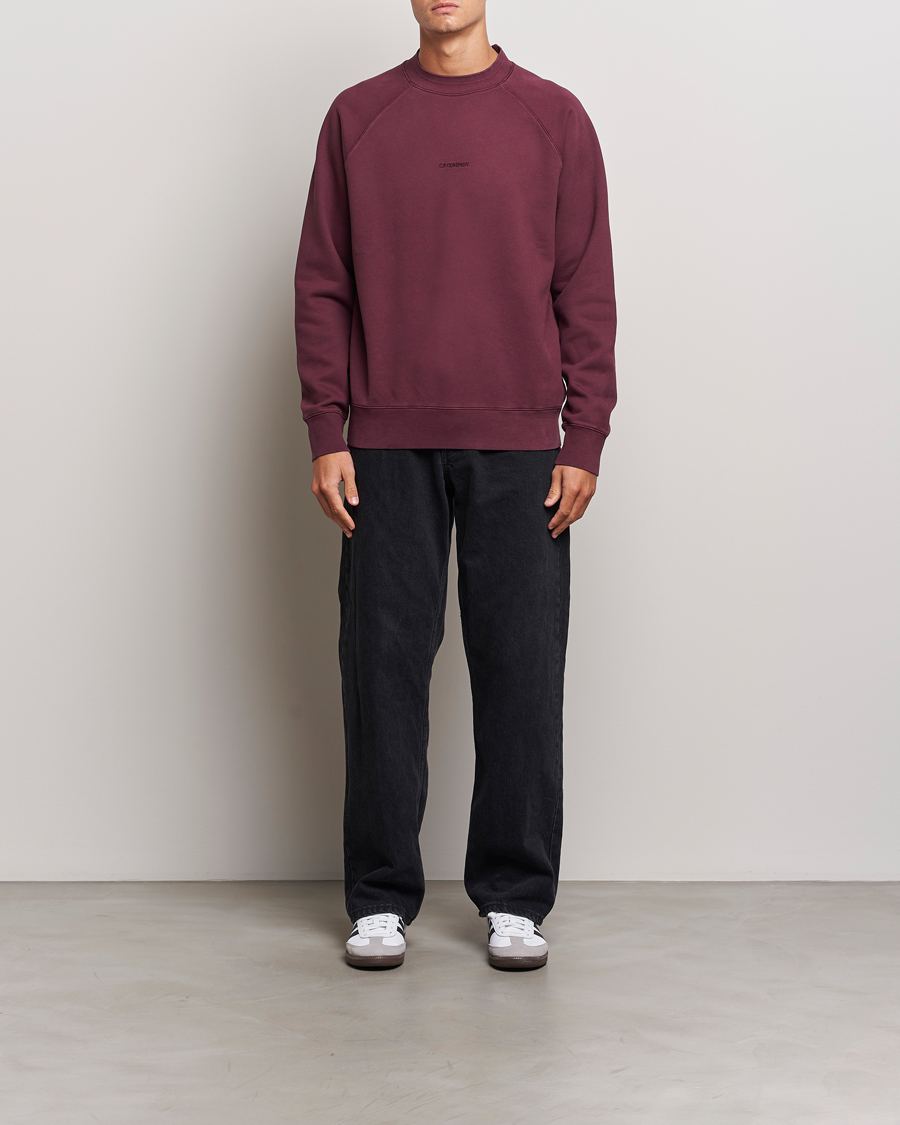 Hombres | Jerséis y prendas de punto | C.P. Company | Brushed Emerized Fleece Sweatshirt Burgundy