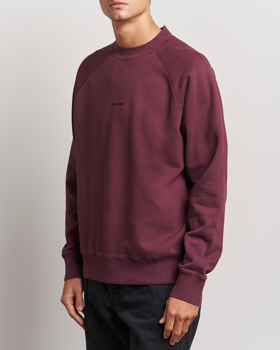 Hombres | Jerséis y prendas de punto | C.P. Company | Brushed Emerized Fleece Sweatshirt Burgundy