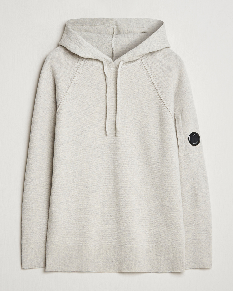 Hombres | Jerséis y prendas de punto | C.P. Company | Lambswool Knitted Lens Hood Grey Melange