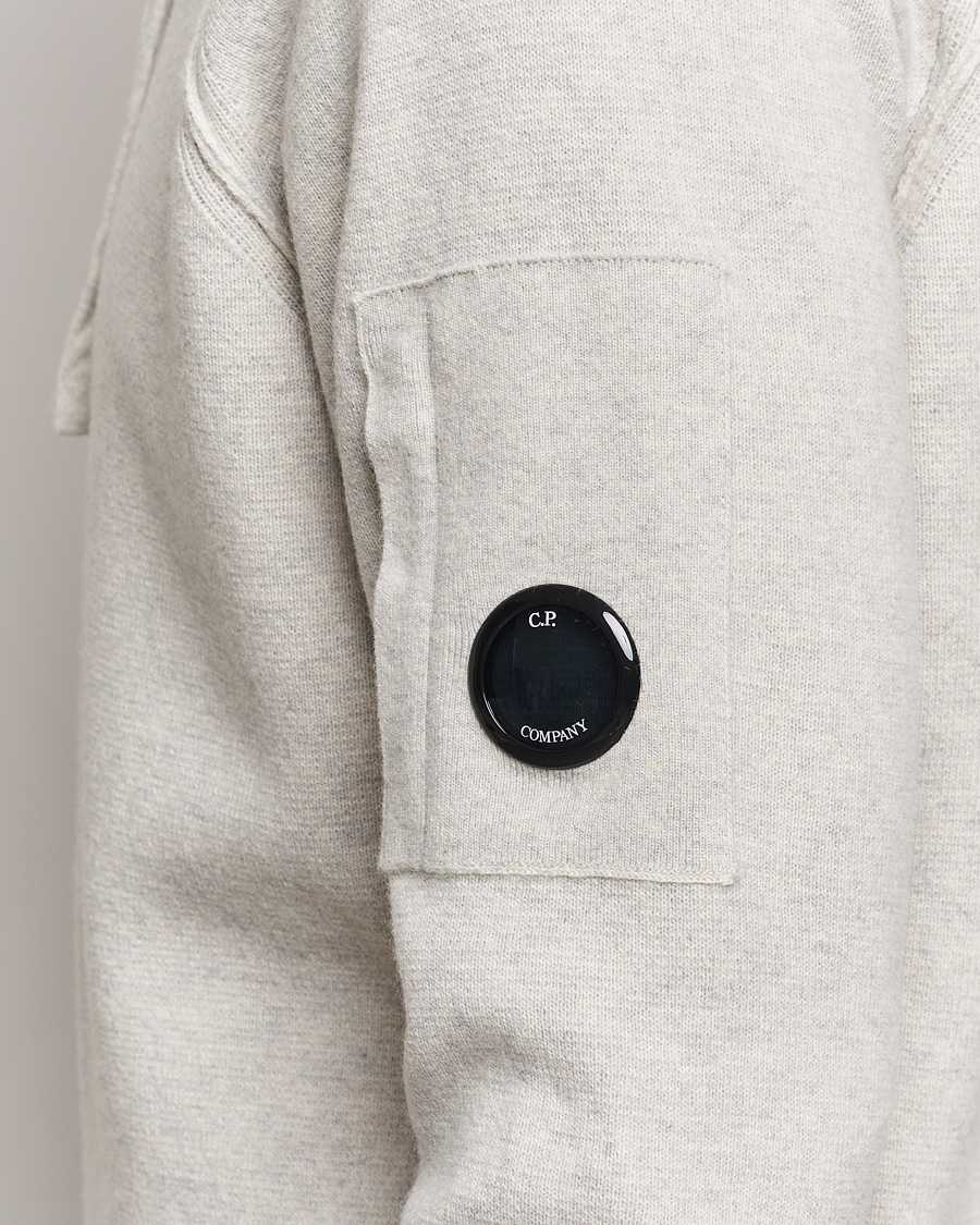 Hombres | Jerséis y prendas de punto | C.P. Company | Lambswool Knitted Lens Hood Grey Melange