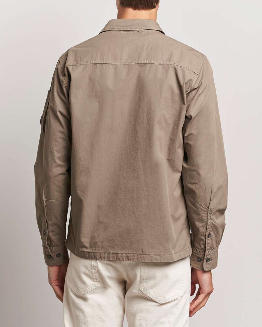 Hombres | Camisas | C.P. Company | Organic Cotton Gabardine Zip Overshirt Taupe