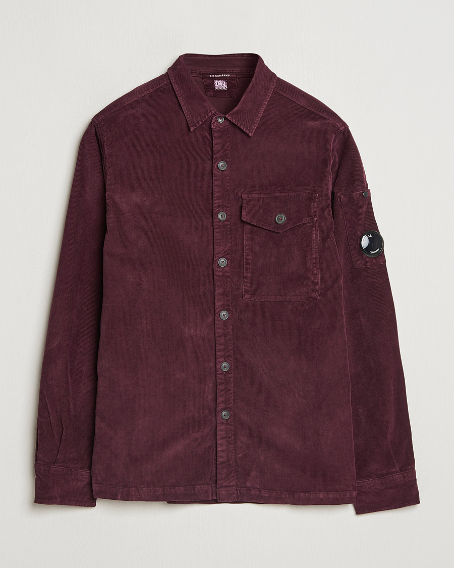 Hombres | Camisas | C.P. Company | Corduroy Lens Overshirt Burgundy