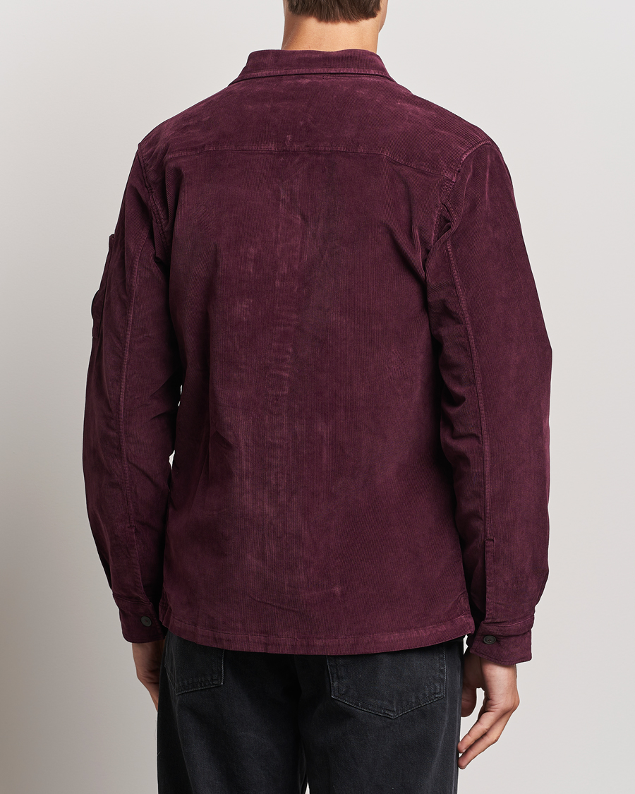 Hombres | Camisas | C.P. Company | Corduroy Lens Overshirt Burgundy