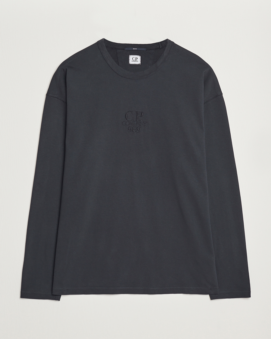 Hombres | Camisetas | C.P. Company | Box Fit Tonal Logo Long Sleeve T-shirt Washed Black