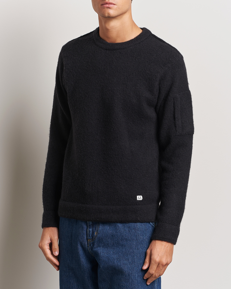 Hombres | Jerséis y prendas de punto | C.P. Company | Alpaca Soft Knitted Crewneck Black