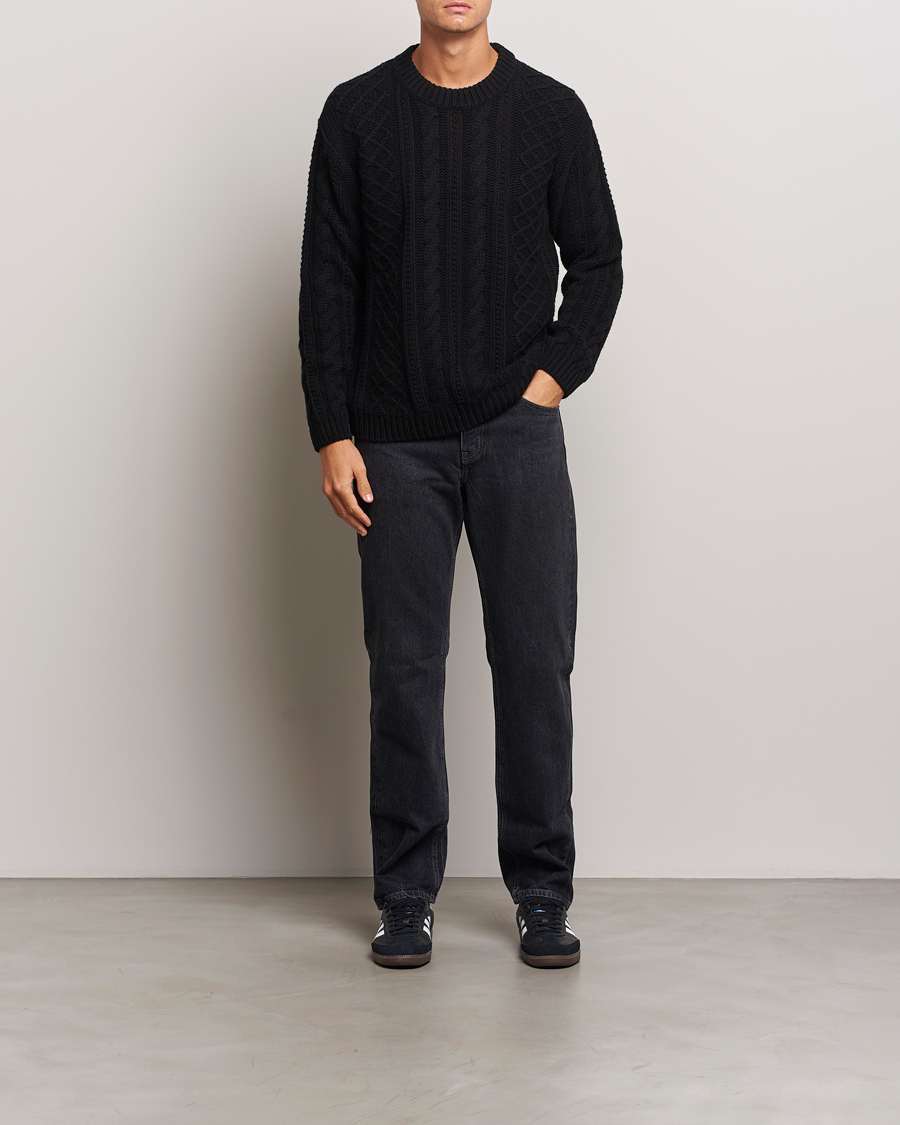 Hombres | Jerséis y prendas de punto | C.P. Company | Heavy Knitted Lambswool Crewneck Black