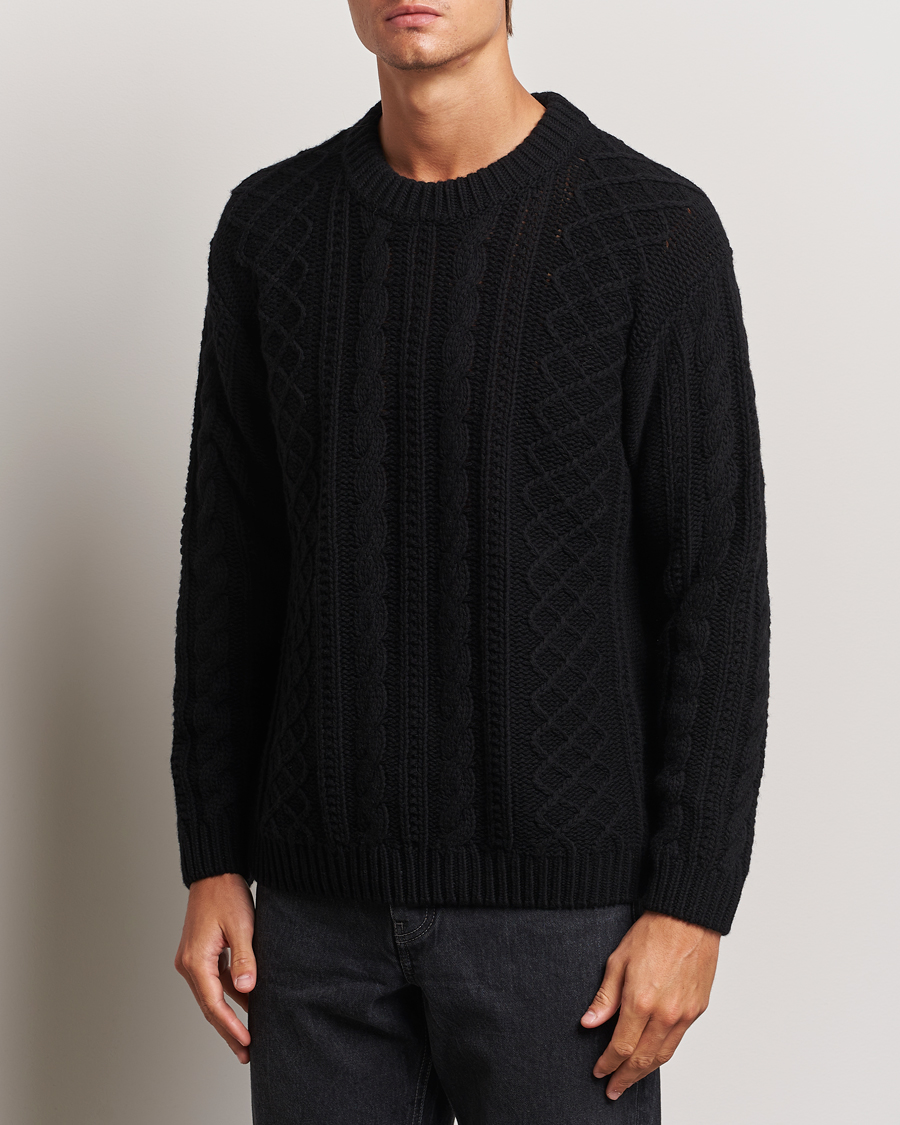 Hombres | Jerséis y prendas de punto | C.P. Company | Heavy Knitted Lambswool Crewneck Black