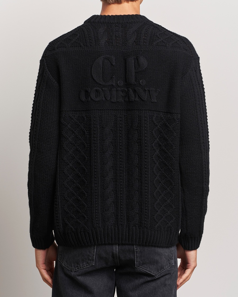 Hombres | Jerséis y prendas de punto | C.P. Company | Heavy Knitted Lambswool Crewneck Black
