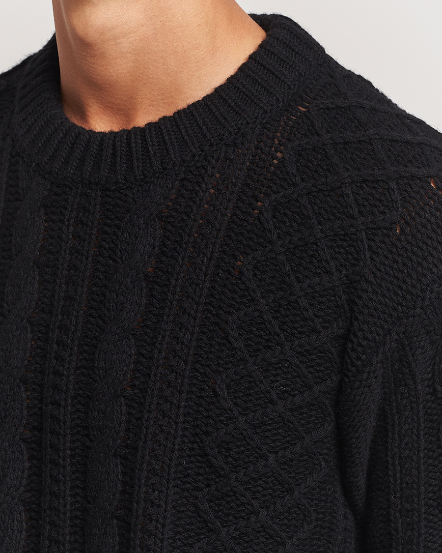 Hombres | Jerséis y prendas de punto | C.P. Company | Heavy Knitted Lambswool Crewneck Black