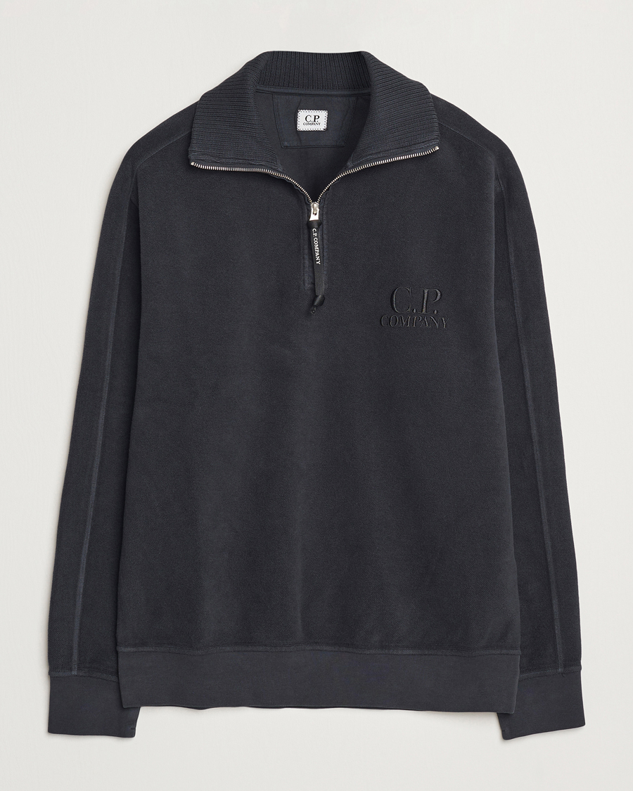 Hombres | Jerséis y prendas de punto | C.P. Company | Brushed Diagonal Fleece Half Zip Grey Black