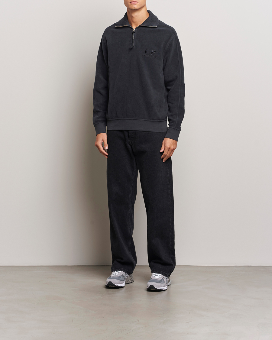 Hombres | Jerséis y prendas de punto | C.P. Company | Brushed Diagonal Fleece Half Zip Grey Black