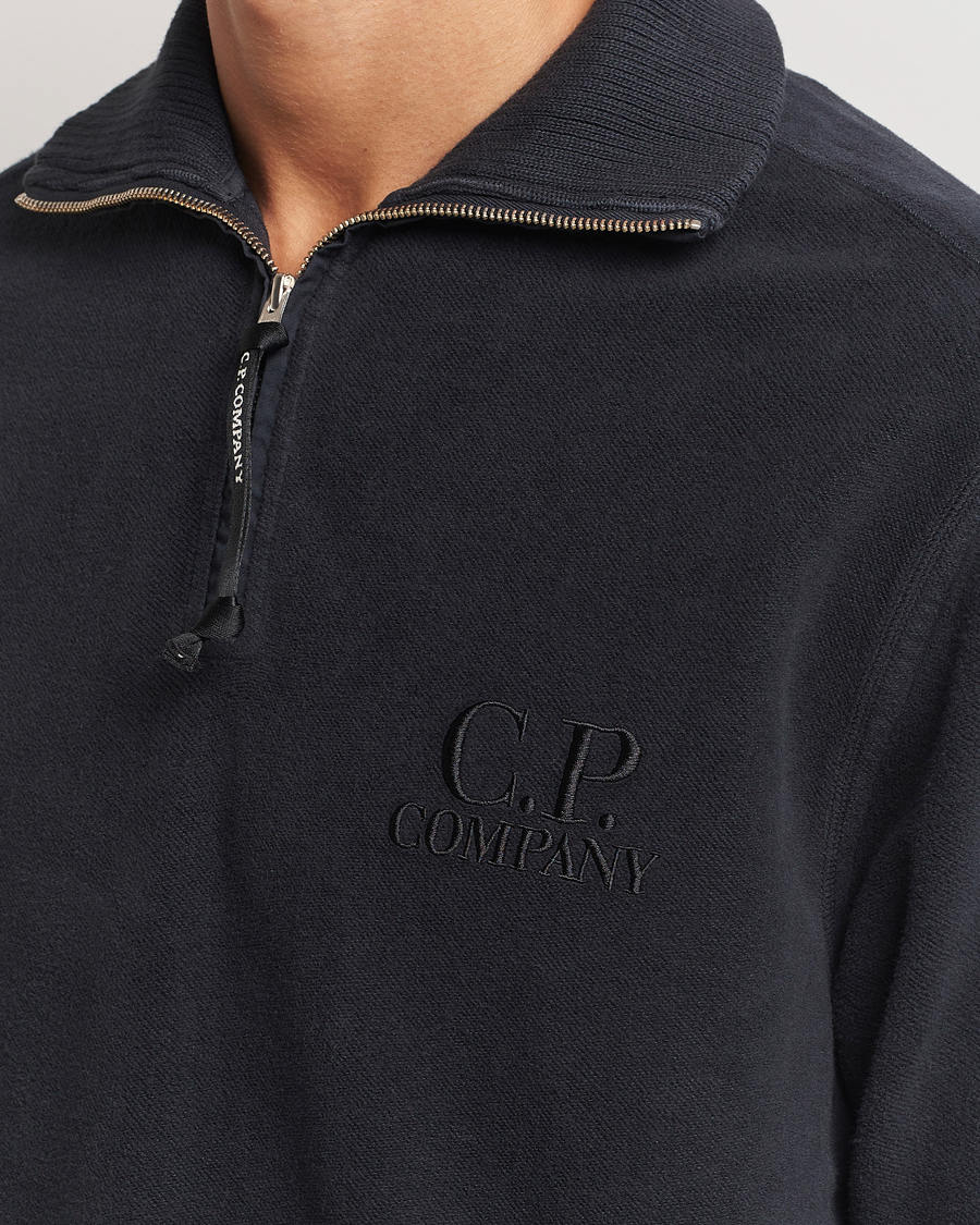 Hombres | Jerséis y prendas de punto | C.P. Company | Brushed Diagonal Fleece Half Zip Grey Black
