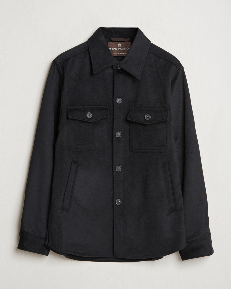 Hombres | Abrigos y chaquetas | Oscar Jacobson | Maverick Wool/Cashmere Shirt Jacket Black