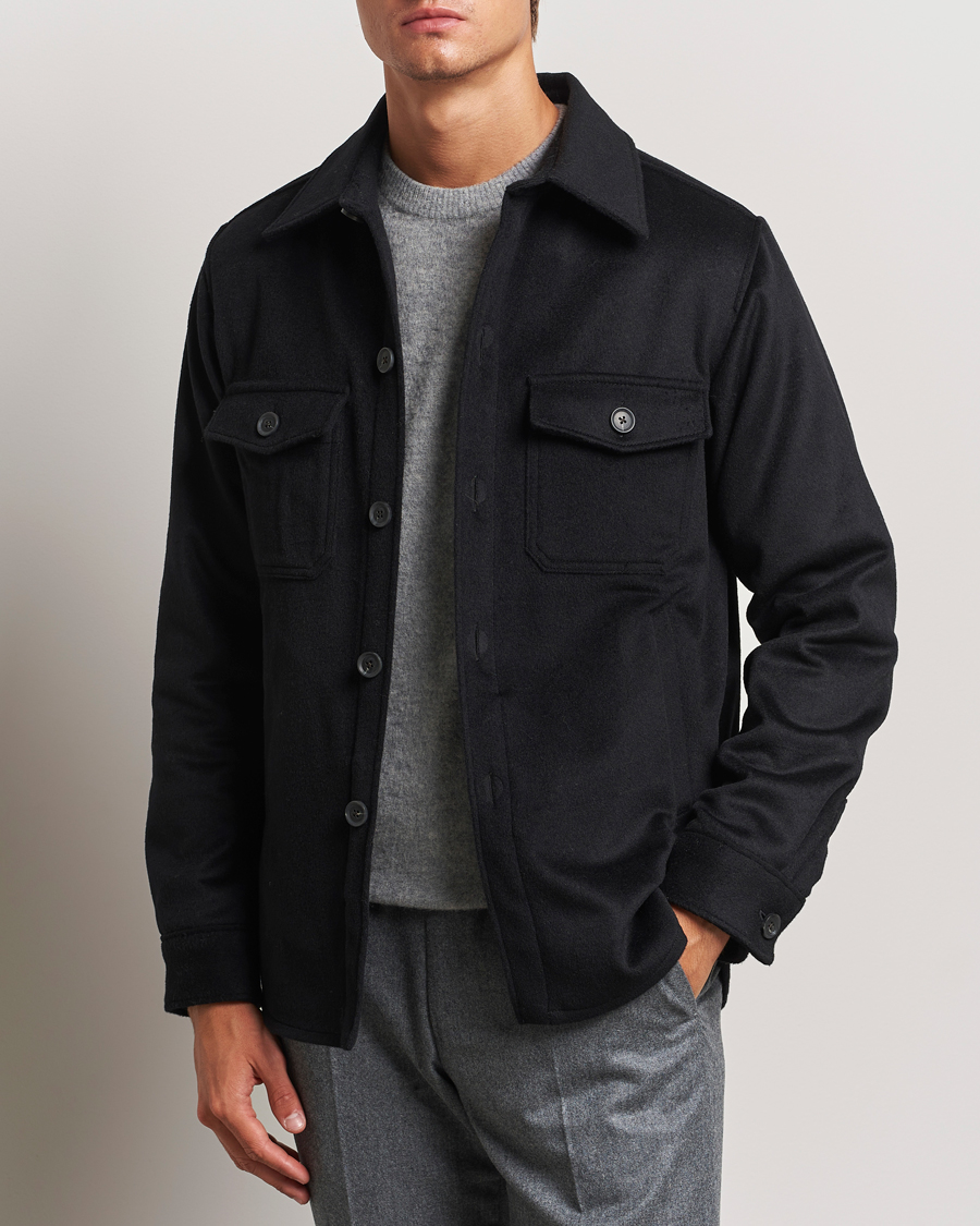 Hombres | Abrigos y chaquetas | Oscar Jacobson | Maverick Wool/Cashmere Shirt Jacket Black