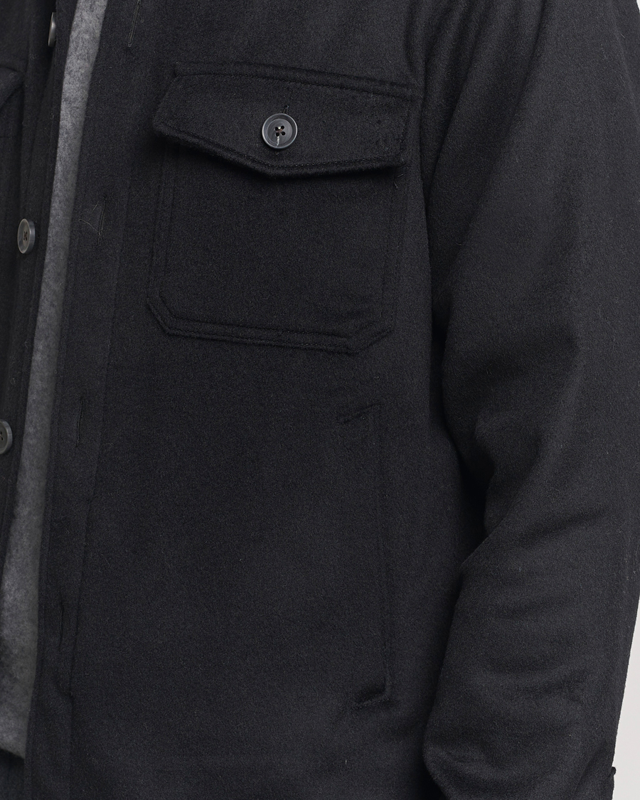 Hombres | Abrigos y chaquetas | Oscar Jacobson | Maverick Wool/Cashmere Shirt Jacket Black