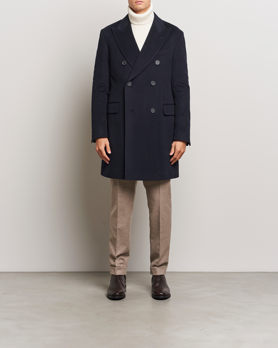 Hombres | Abrigos y chaquetas | Oscar Jacobson | Silvain DB Wool/Cashmere Coat Navy