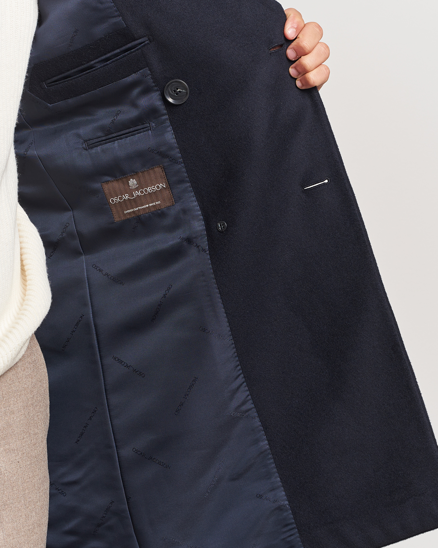 Hombres | Abrigos y chaquetas | Oscar Jacobson | Silvain DB Wool/Cashmere Coat Navy