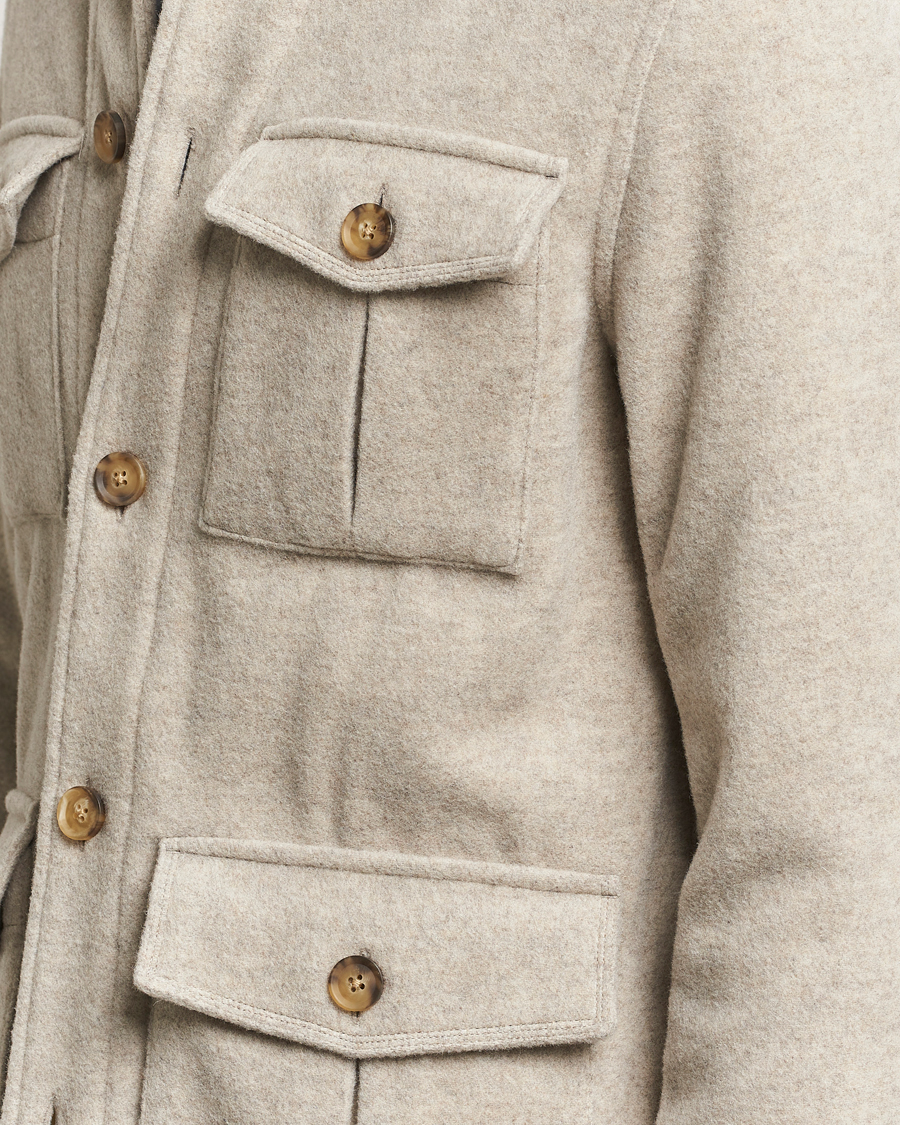 Hombres | Abrigos y chaquetas | Oscar Jacobson | Safari Wool Shirt Jacket Beige