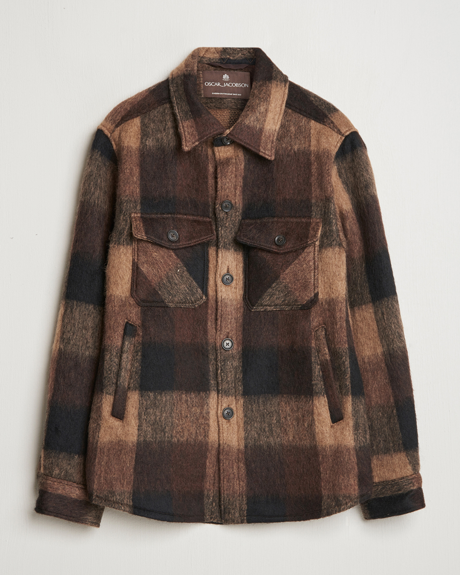 Hombres | Abrigos y chaquetas | Oscar Jacobson | Maverick Checked Shirt Jacket Brown
