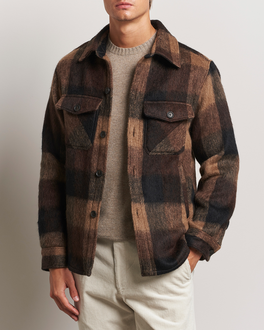 Hombres | Abrigos y chaquetas | Oscar Jacobson | Maverick Checked Shirt Jacket Brown