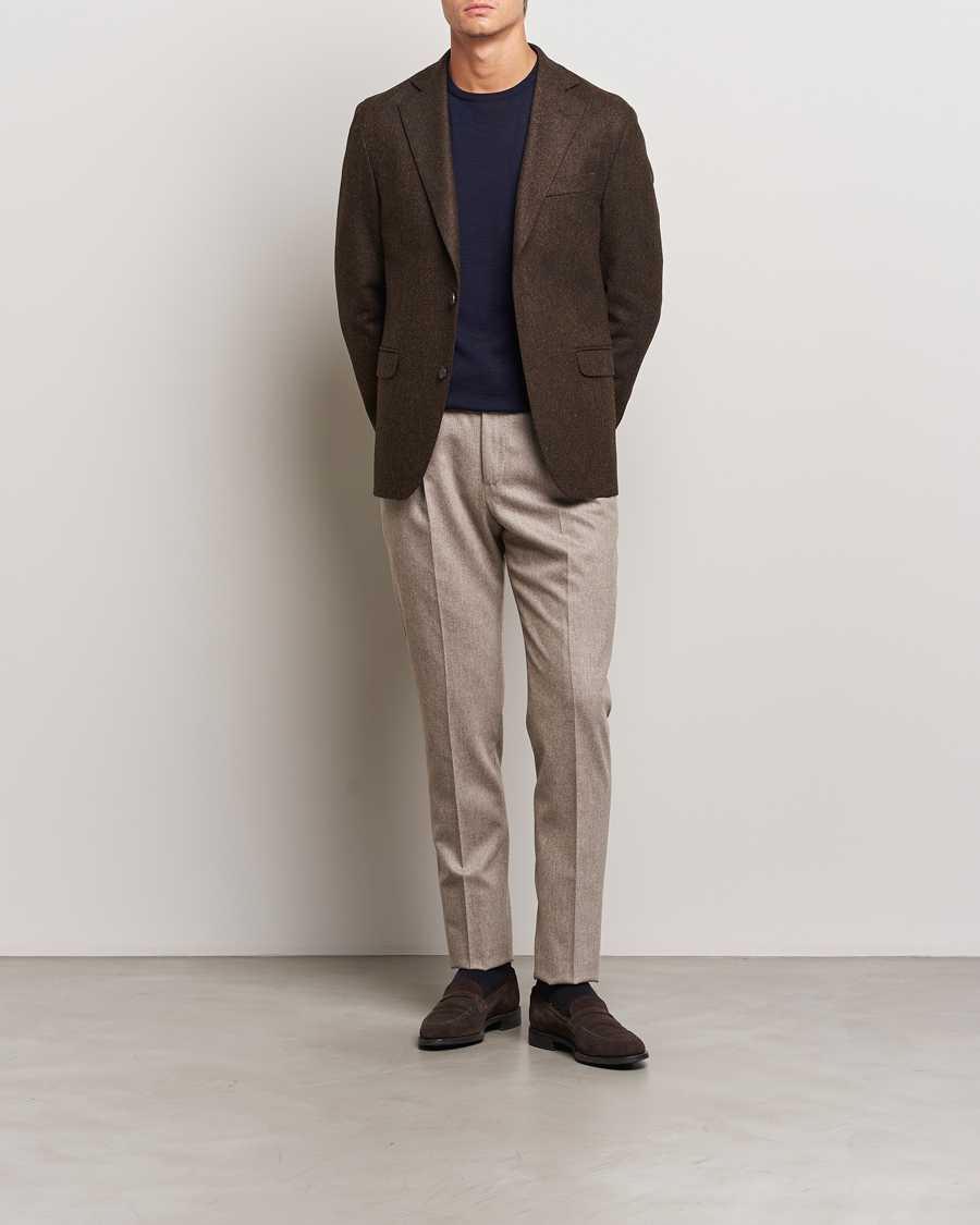 Hombres | Blazers | Oscar Jacobson | Fogerty Moon Herringbone Tweed Blazer Brown