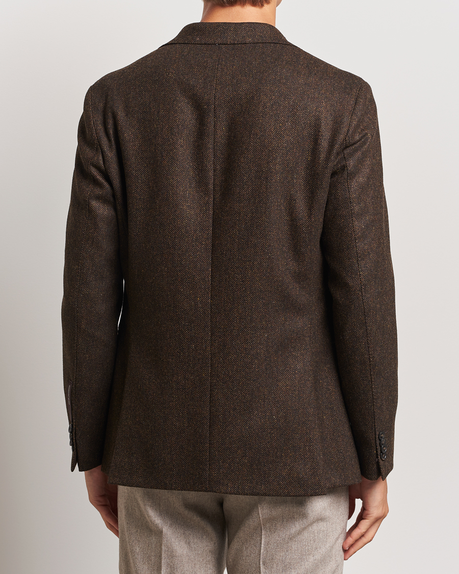 Hombres | Blazers | Oscar Jacobson | Fogerty Moon Herringbone Tweed Blazer Brown