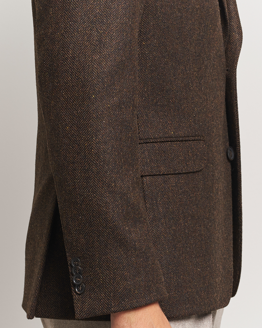 Hombres | Blazers | Oscar Jacobson | Fogerty Moon Herringbone Tweed Blazer Brown