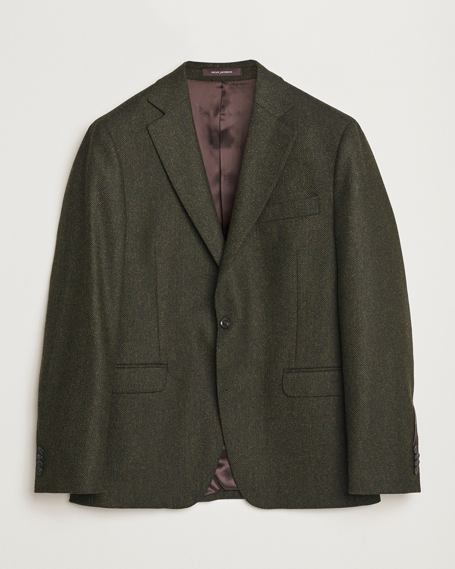 Hombres | Blazers | Oscar Jacobson | Fogerty Moon Herringbone Tweed Blazer Green