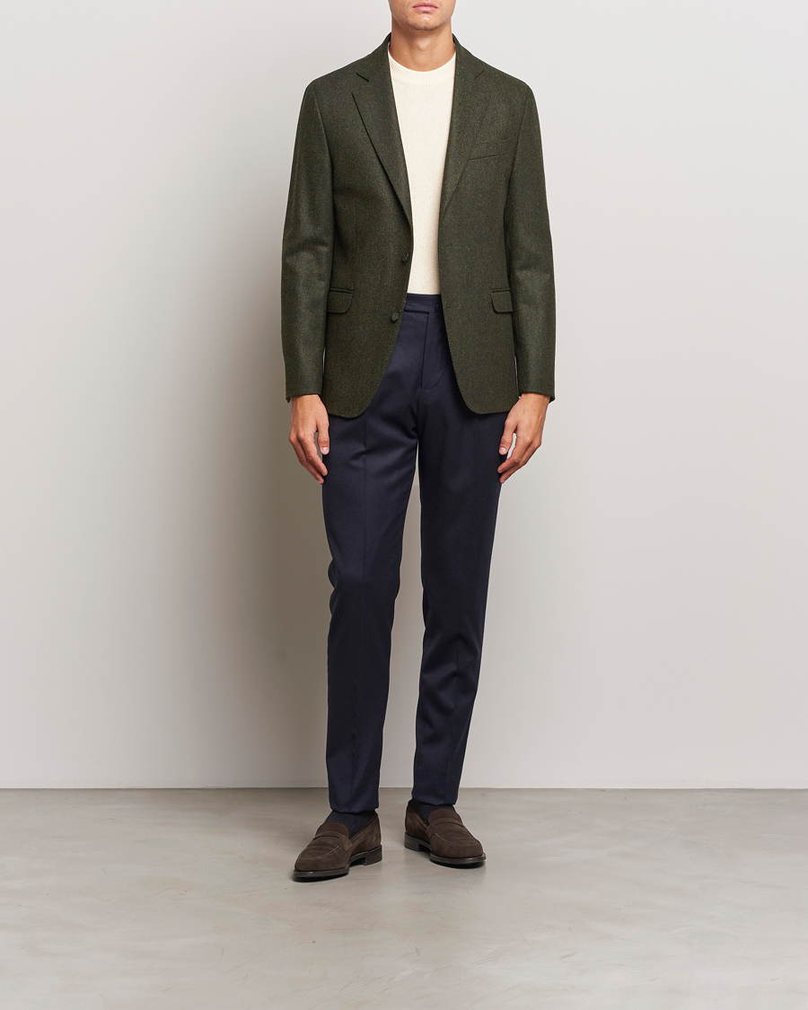 Hombres | Blazers | Oscar Jacobson | Fogerty Moon Herringbone Tweed Blazer Green