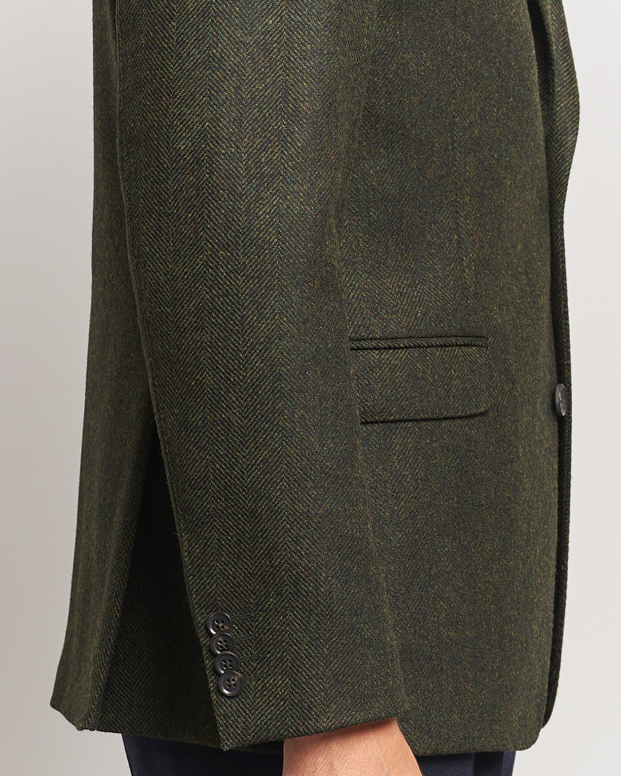 Hombres | Blazers | Oscar Jacobson | Fogerty Moon Herringbone Tweed Blazer Green