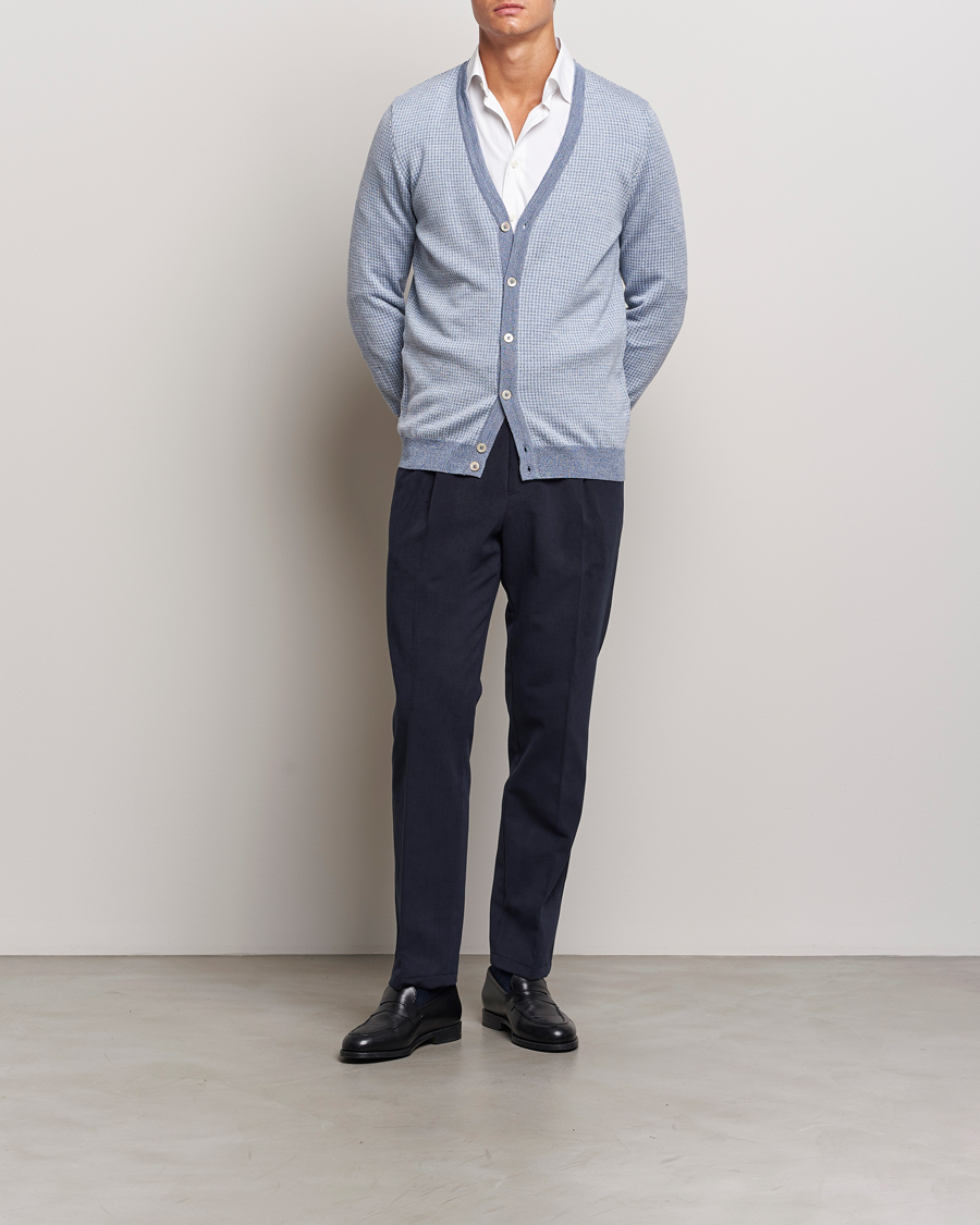 Hombres | Pantalones | Oscar Jacobson | Delon Brushed Cotton Trousers Navy