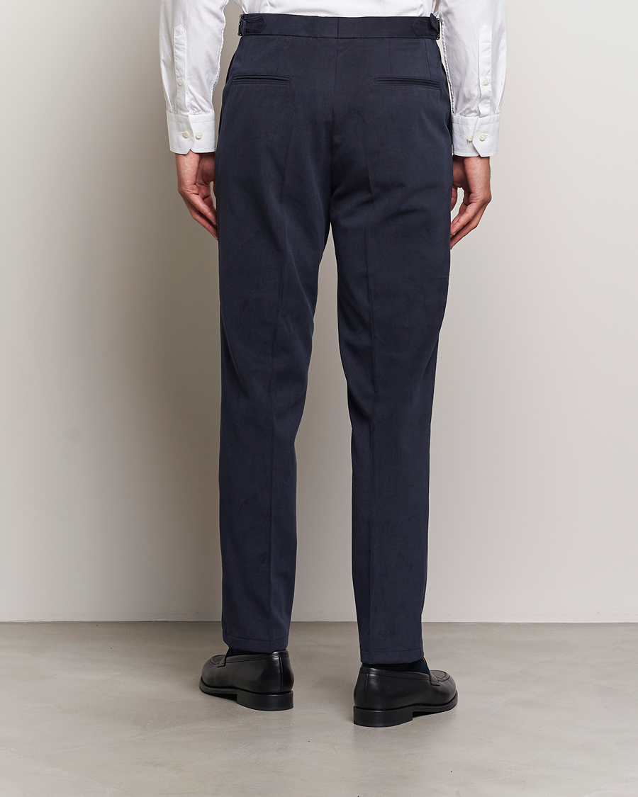 Hombres | Pantalones | Oscar Jacobson | Delon Brushed Cotton Trousers Navy
