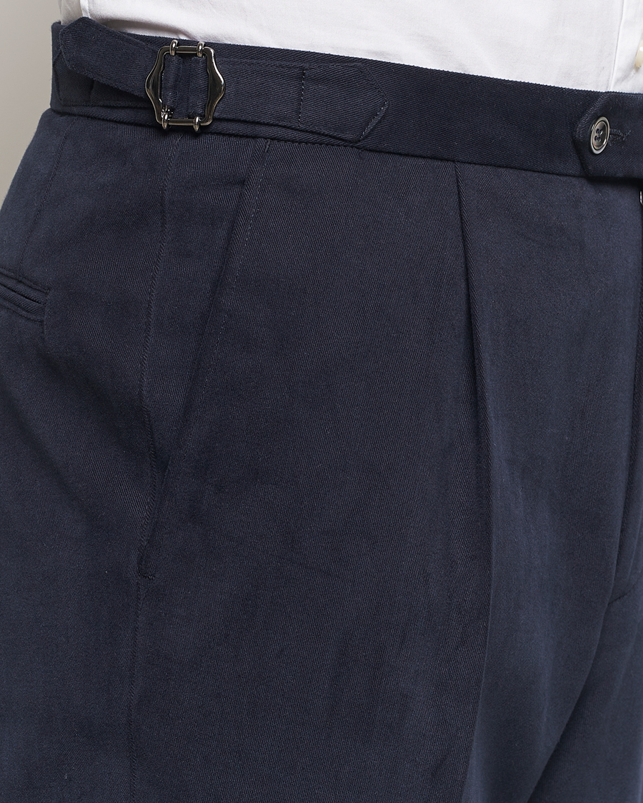 Hombres | Pantalones | Oscar Jacobson | Delon Brushed Cotton Trousers Navy