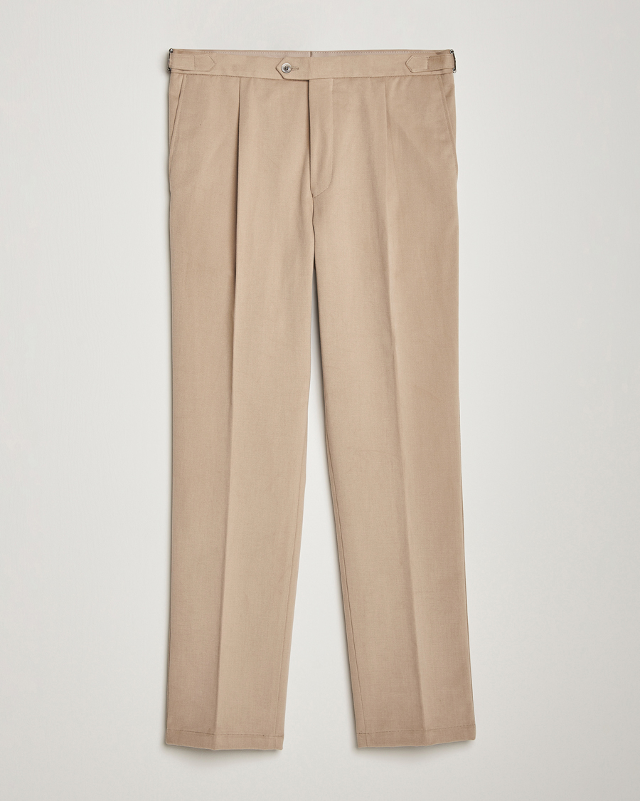 Hombres | Pantalones | Oscar Jacobson | Delon Brushed Cotton Trousers Beige