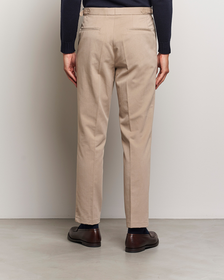 Hombres | Pantalones | Oscar Jacobson | Delon Brushed Cotton Trousers Beige