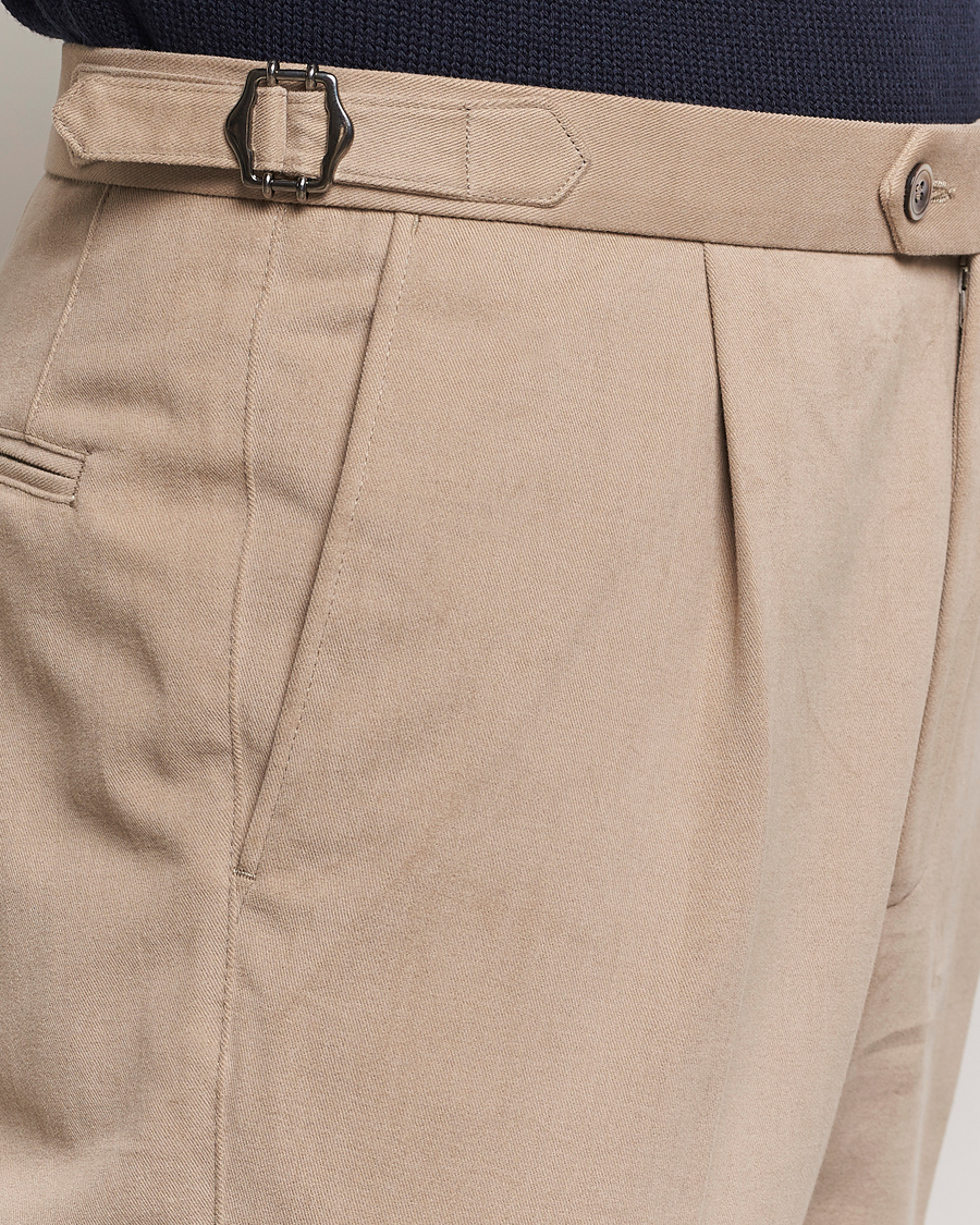 Hombres | Pantalones | Oscar Jacobson | Delon Brushed Cotton Trousers Beige