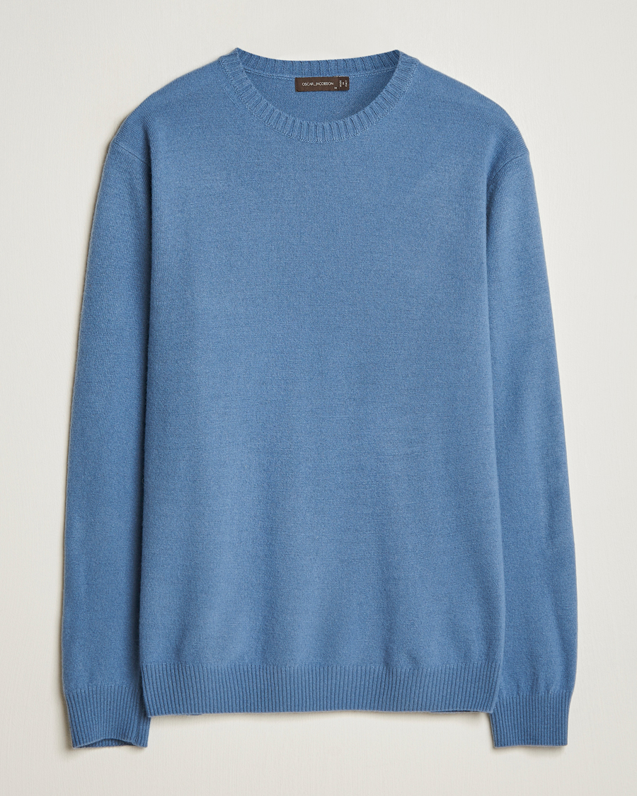Hombres | Jerséis y prendas de punto | Oscar Jacobson | Valter Wool/Cashmere Round Neck Blue