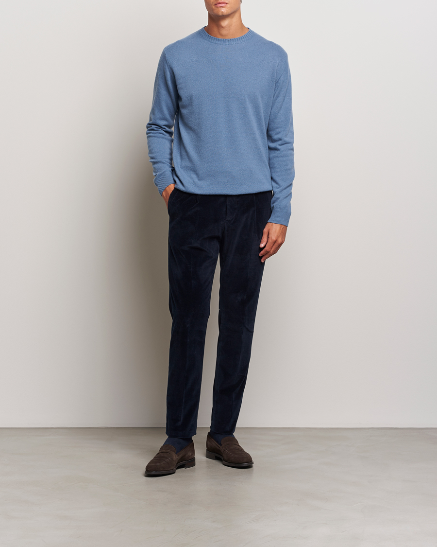 Hombres | Jerséis y prendas de punto | Oscar Jacobson | Valter Wool/Cashmere Round Neck Blue