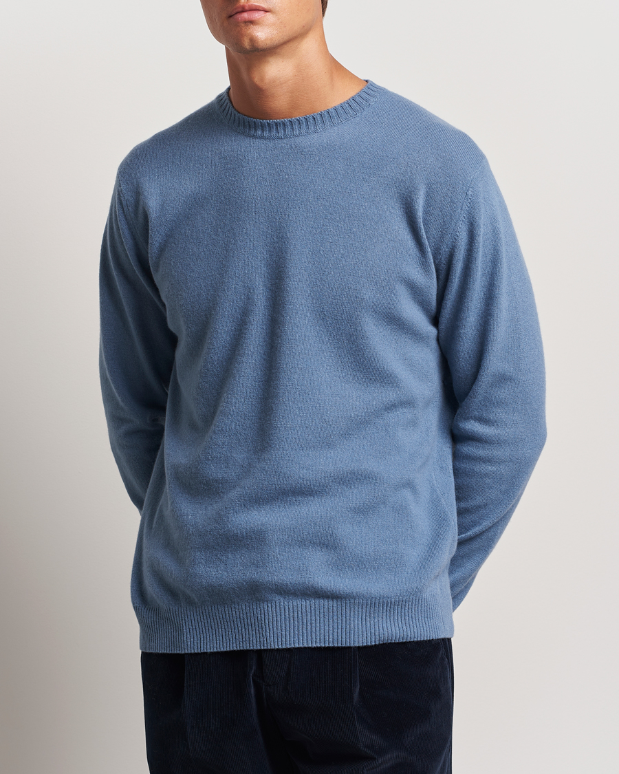 Hombres | Jerséis y prendas de punto | Oscar Jacobson | Valter Wool/Cashmere Round Neck Blue