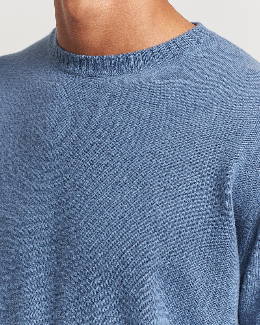 Hombres | Jerséis y prendas de punto | Oscar Jacobson | Valter Wool/Cashmere Round Neck Blue
