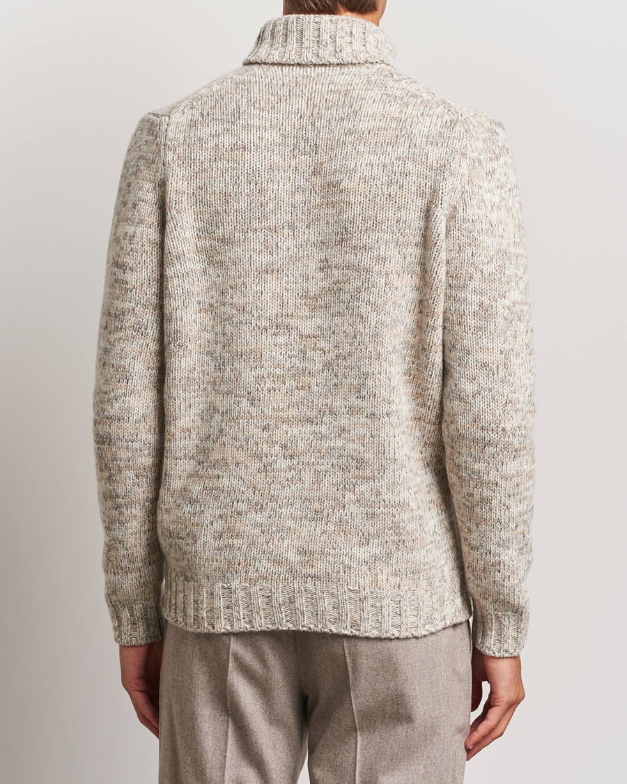 Hombres | Jerséis y prendas de punto | Oscar Jacobson | Mika Heavy Knitted Merino Rollneck Beige