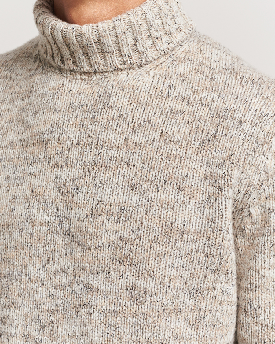Hombres | Jerséis y prendas de punto | Oscar Jacobson | Mika Heavy Knitted Merino Rollneck Beige