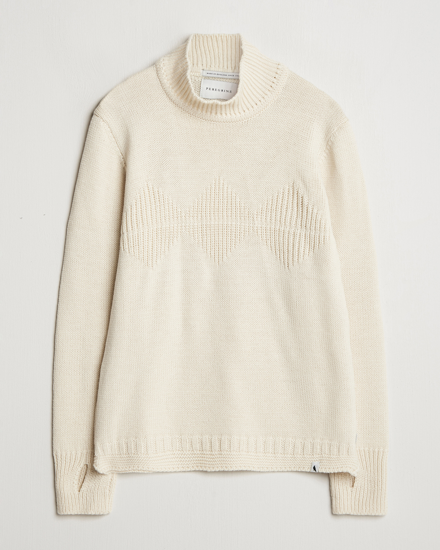 Hombres | Jerséis y prendas de punto | Peregrine | Mountain Guernsey Merino Funnel Neck Cream
