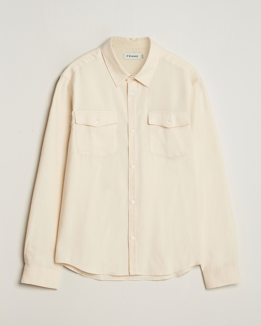 Hombres | Camisas | FRAME | Double Pocket Wool Blend Shirt Off White