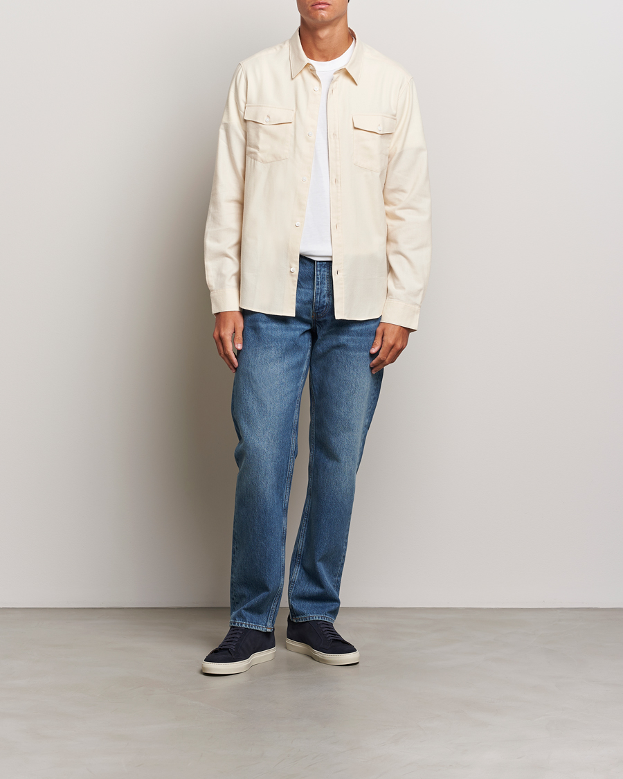 Hombres | Camisas | FRAME | Double Pocket Wool Blend Shirt Off White