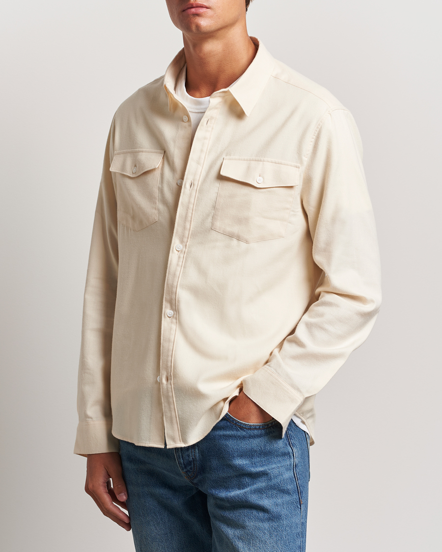 Hombres | Camisas | FRAME | Double Pocket Wool Blend Shirt Off White