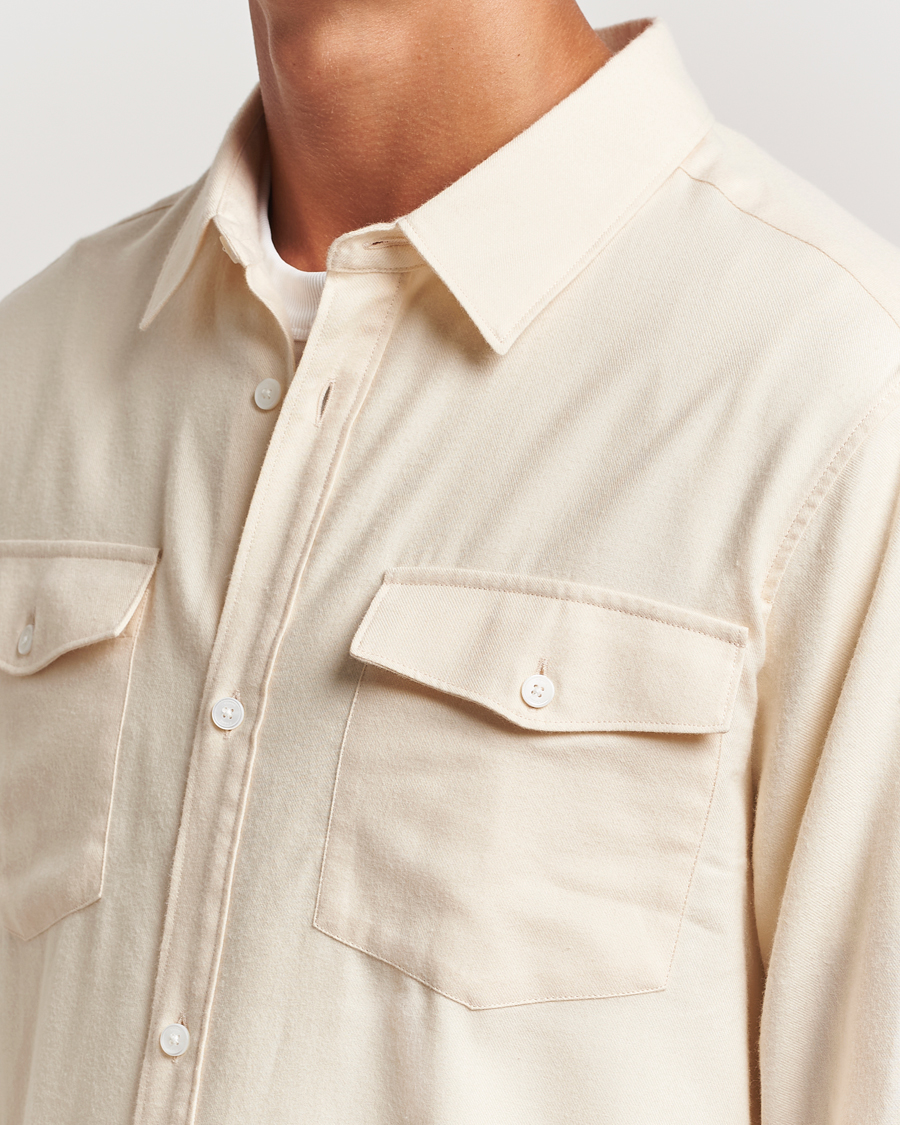 Hombres | Camisas | FRAME | Double Pocket Wool Blend Shirt Off White